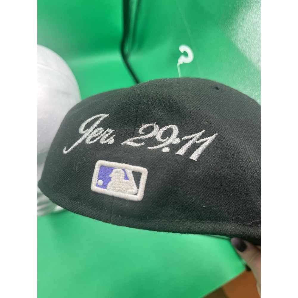 Colorado Rockies hat Jeremiah 29:11 New Era cool base 7 1/8 Black and Purple. - Picture 5 of 5